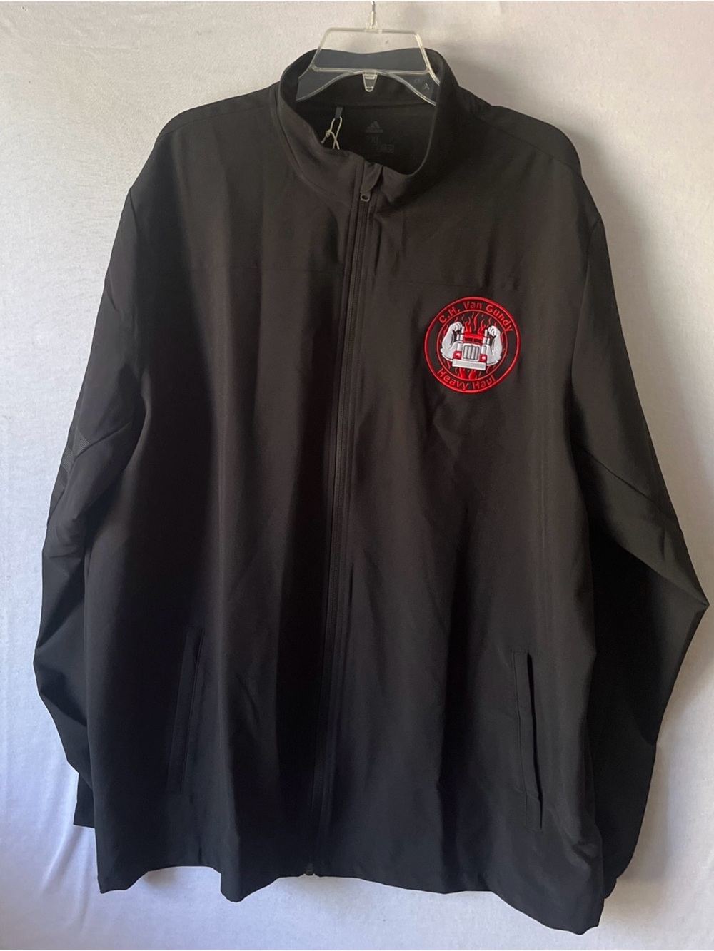 NWT Adidas A267 Men's 2XL Black Zip Rain Jacket C.H. Van Gundy Heavy Haul Logo